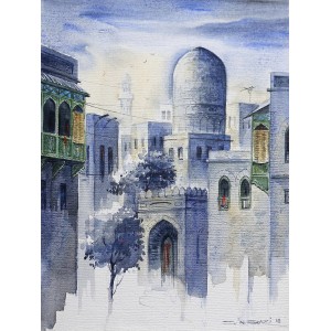 G. N. Qazi, 12 x 16 Inch, Oil on Canvas, Cityscape Painting, AC-GNQ-016